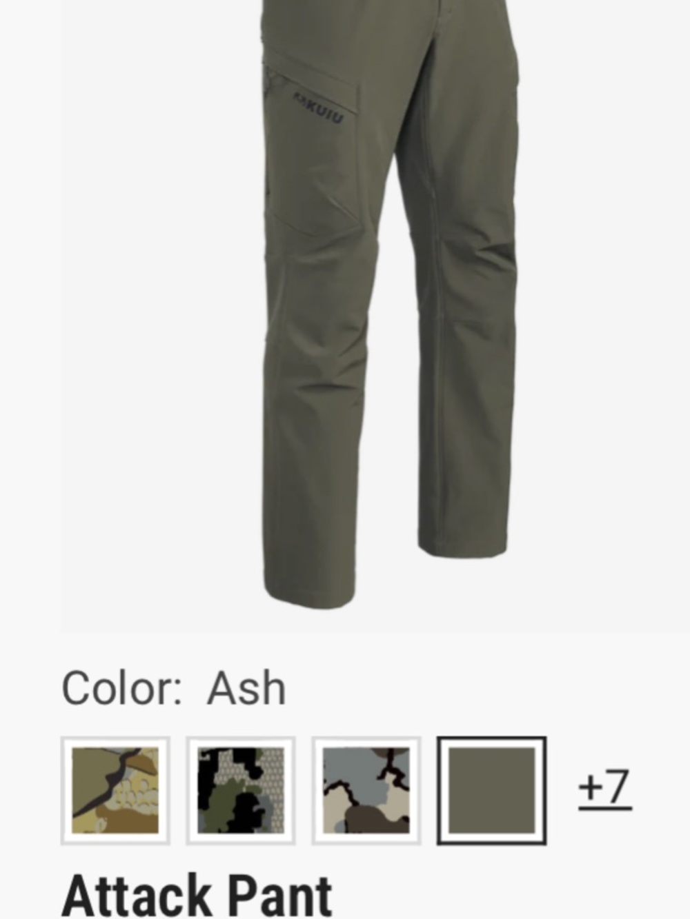KUIU Men's Attack Pant. Color, Ash. Worn Twice. - Picture 7 of 7